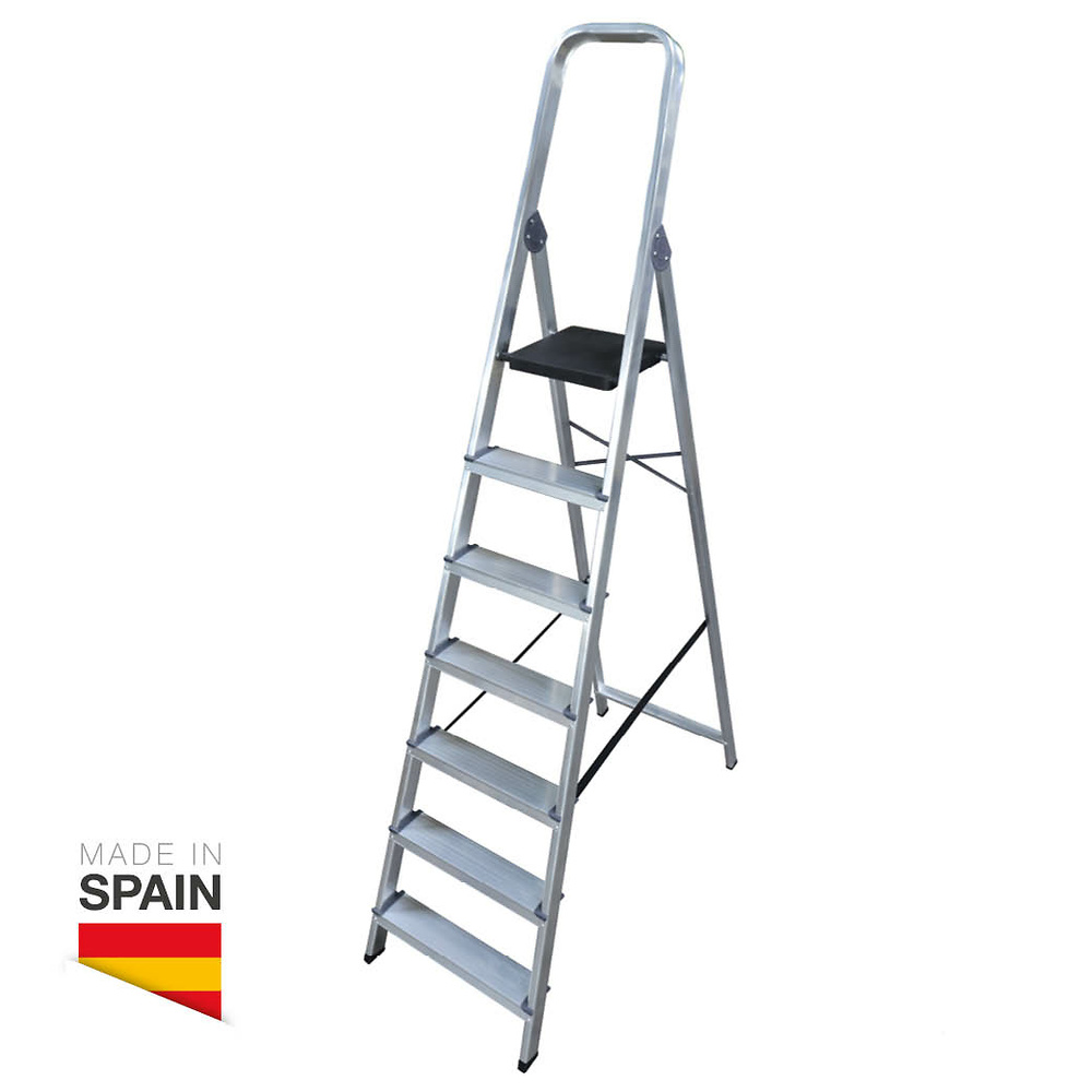 Escalera aluminio 7 peldaños Max 150kg Mercantil Eléctrico