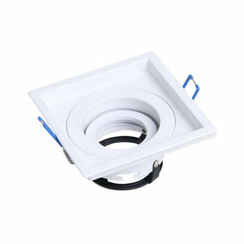 Aro basculante cuadrado empotrable 360 GU10 Max.50W 110x110x55mm para bombillas dicrocias aluminio blanco GSC 