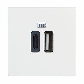 Base cargador doble USB Classia - Tipo A+C - Blanco - 2 módulos 