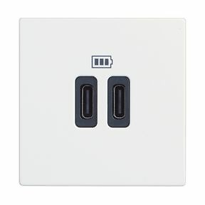 Base cargador doble USB Classia - Tipo C+C - Blanco - 2 módulos 