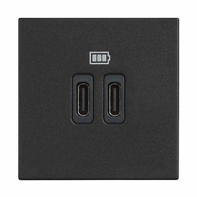 Base cargador doble USB Classia - Tipo C+C - Dark - 2 módulos 