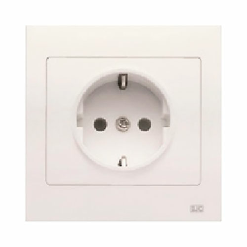 Base de enchufe monoblock schuko 2P+T lateral proteccion infantil 16A Iris BJC - color blanco 