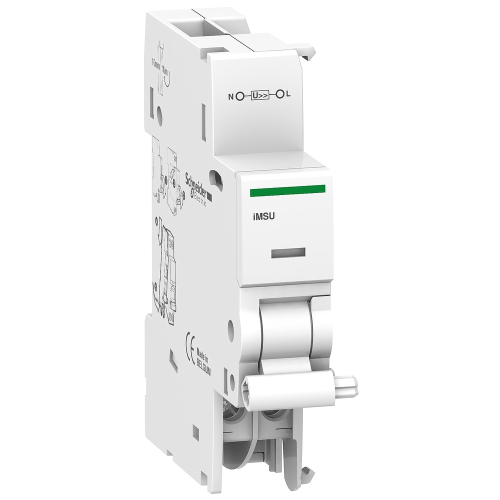 Bobina de protección contra sobretensiones permanentes; IMSU; UNE-EN 50550 - D4A9A26500 Mercantil Eléctrico. Este auxiliar eléctrico iMSU Acti9 es una liberación de sobretensión. Está dedicado a Acti9 iC60, iID, iID40, iDPN Vigi, iSW-NA, iC40, iCV40, iC40 XA, iCV40 XA, iCV40 XA, iC60 y terminales dobles iID, iC60 RCBO, iKQE RCBO.