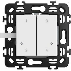 4 botones para lanzar 4 escenarios personalizables desde la aplicación Home + Control (Configuración / Escenarios). 4 botones para lanzar 4 escenarios personalizables desde la aplicación Home + Control (Configuración / Escenarios).