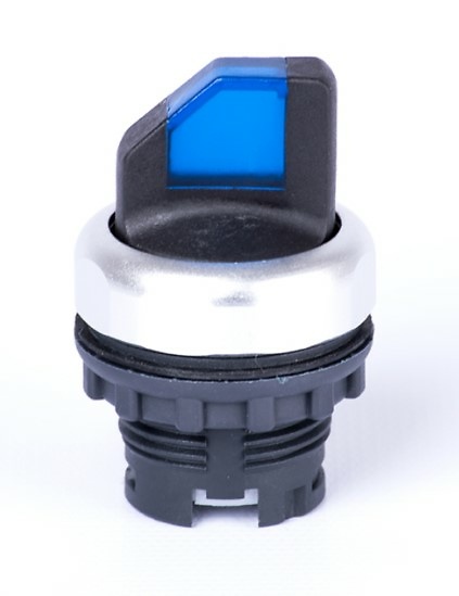 Cabeza selector iluminado 2 posiciones + retorno azul (SIN cuerpo, contactos ni bloque LED) 