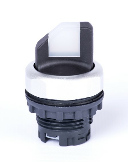 Cabeza selector iluminado 2 posiciones + retorno blanco (SIN cuerpo, contactos ni bloque LED) 