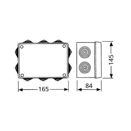 caja-estanca-solera-717-1 Caja eléctrica estanca con conos 160x135x70 IP55 Solera. 8 entradas para tubo ᴓ 32 mm (M32). 2 entradas para tubo ᴓ 40 mm