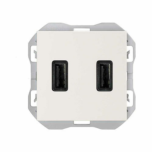 Cargador USB Simon 270 Blanco Cargador USB doble A+A 2,1A Simon 270 Color Blanco