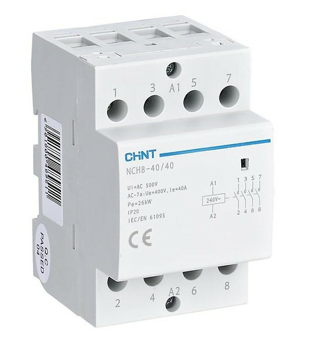 Contactor conex.tornillos modular 40A 4NA 24Vca 