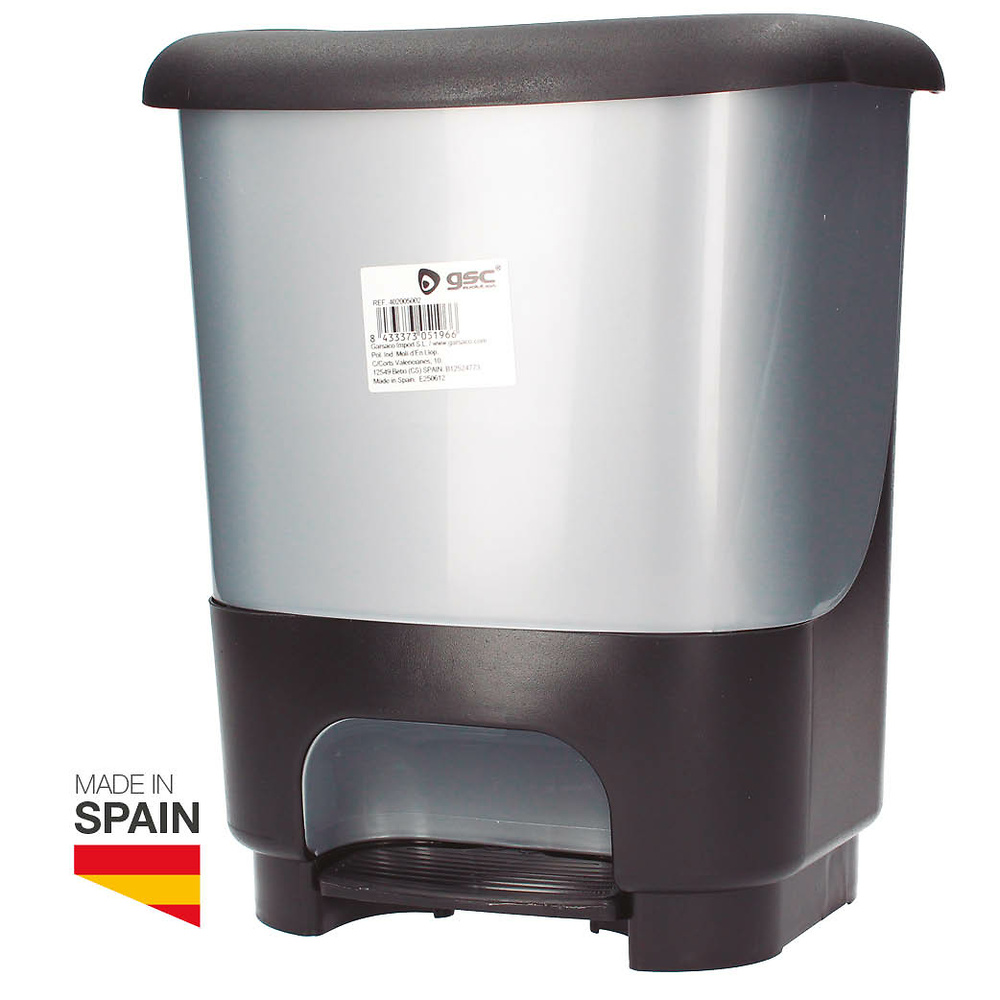 Cubo de basura con pedal 10L Negro/Plata - Retractil 