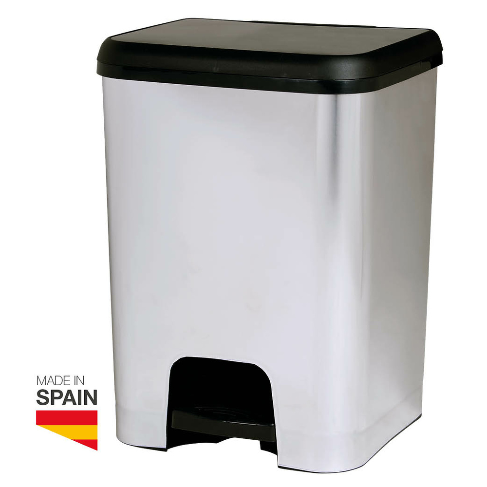 Cubo de basura con pedal 26L Negro/Plata 