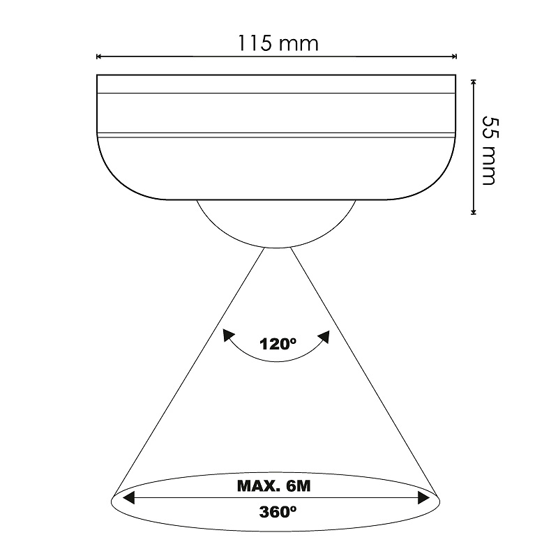 Detector de Movimiento Infrarrojo 360º Superficie 