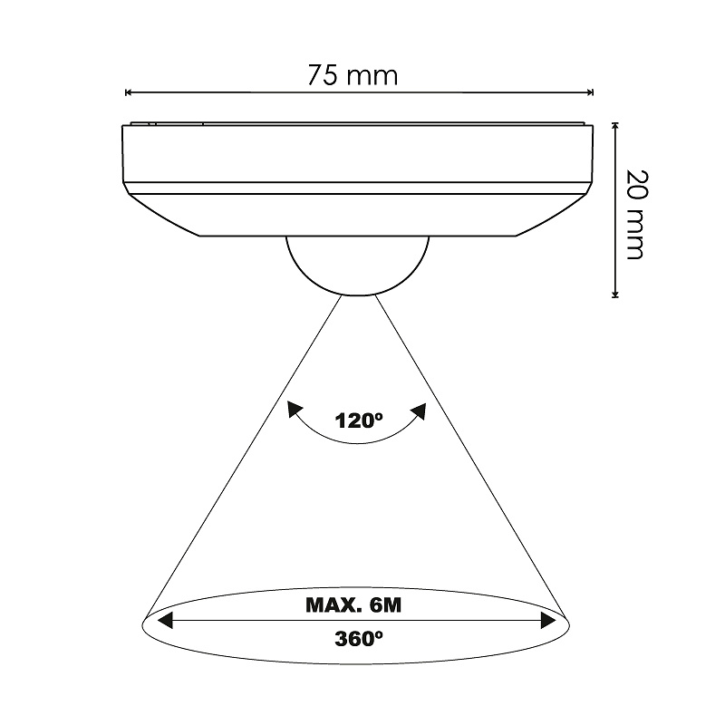 Detector de Movimiento PIR Mini 360º Superficie 