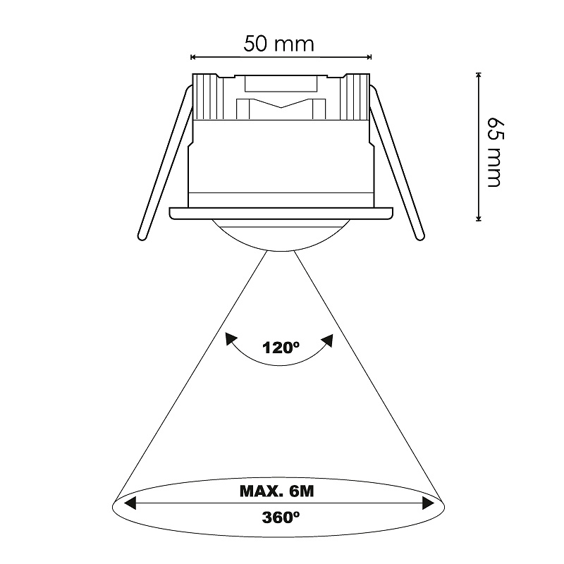 Detector de Presencia PIR 360º Empotrable Silver 