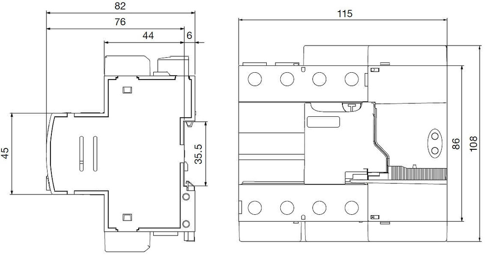 diferencial-rearmable-4p-rec3-circutor-dimensiones Diferencial rearmable 4 polos 40a 30ma rec3 marca circutor dimensiones.