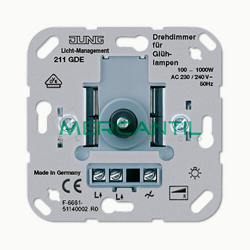 Dimmer Giratorio con Conmutador Protegido contra Cortocircuito 100-1000W LS990 JUNG 