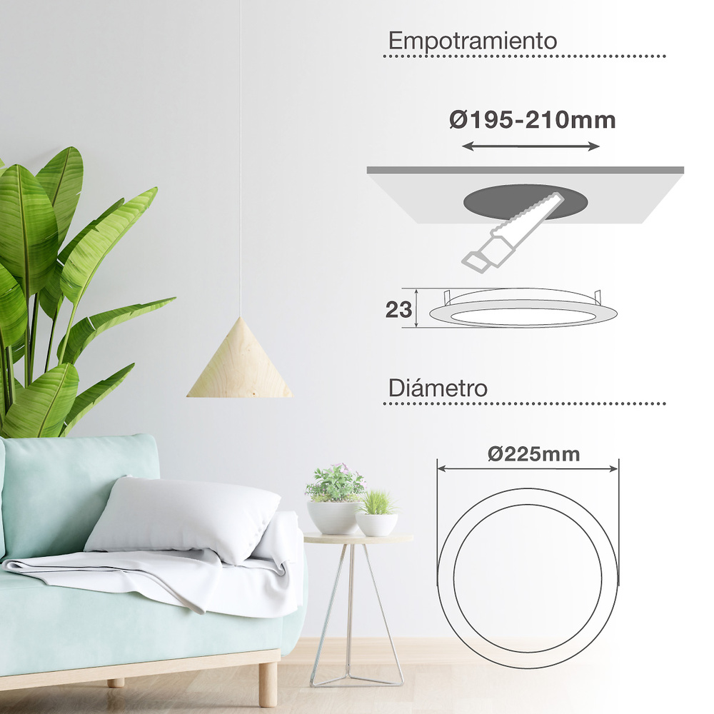 Downlight empotrable LED cuadrado Londa 18W 6500K Blanco 