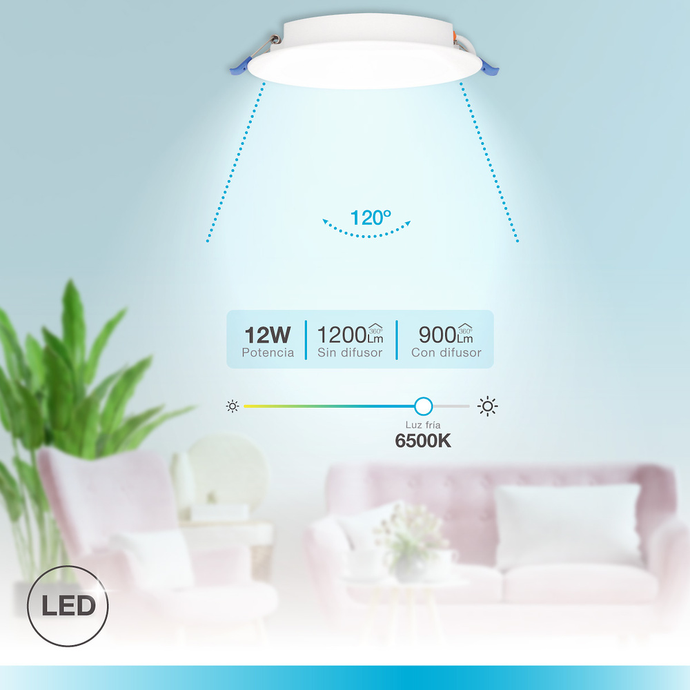 Downlight empotrable LED redondo Belur 12W 4000K Blanco 