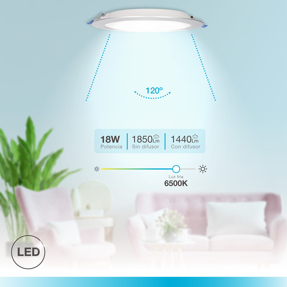 Downlight empotrable LED redondo Belur 18W 4000K Gris 