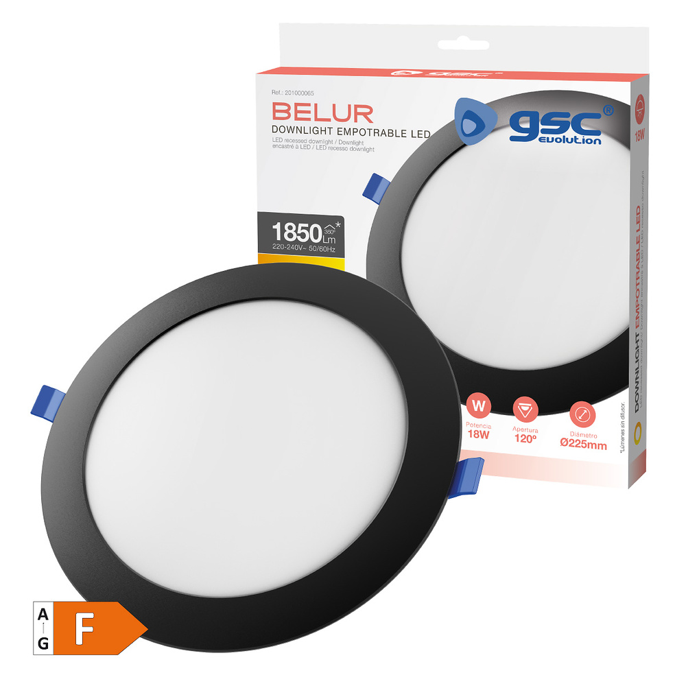 Downlight empotrable LED redondo Belur 18W 6500K Negro 