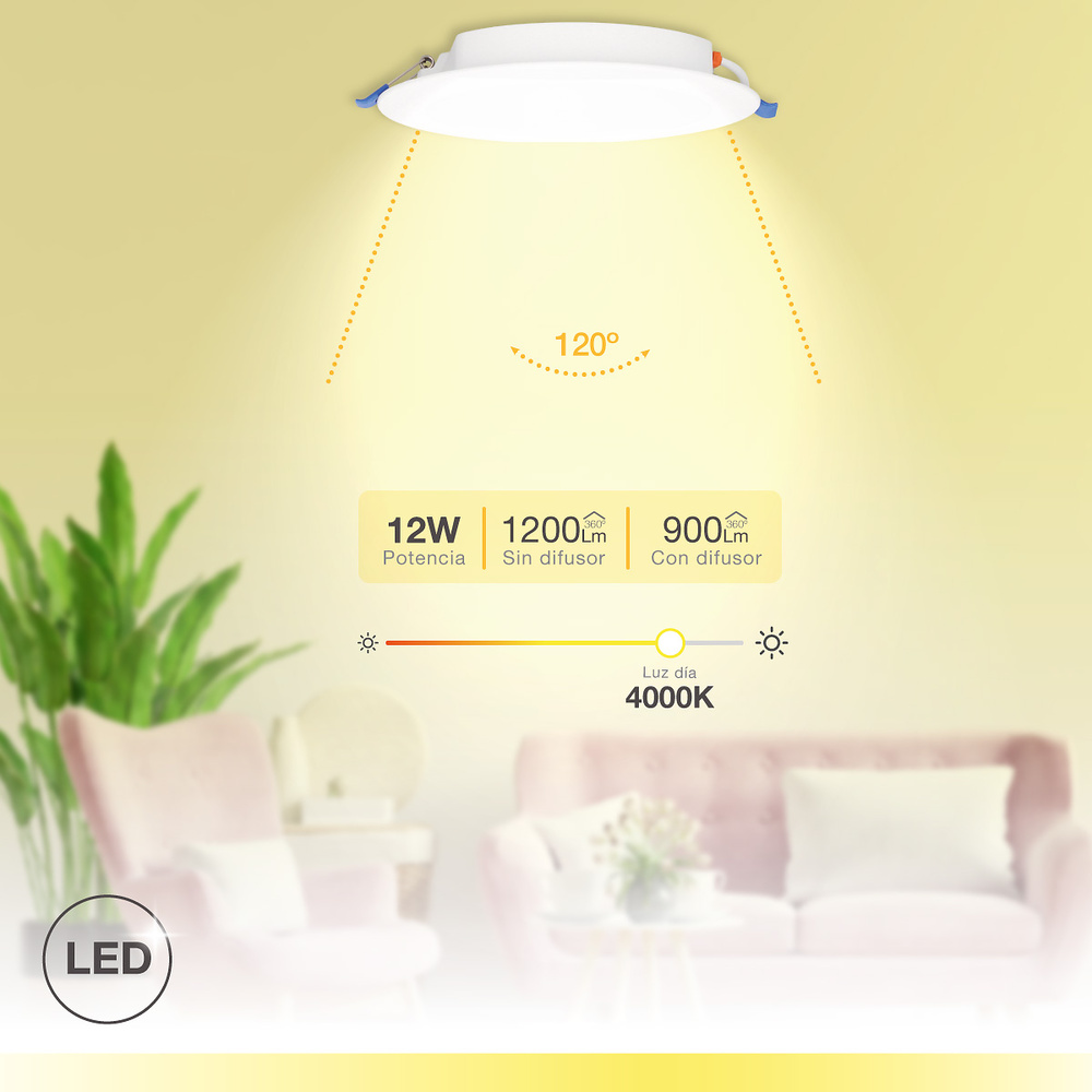 Downlight empotrable LED redondo Belur 9W 6500K Blanco 