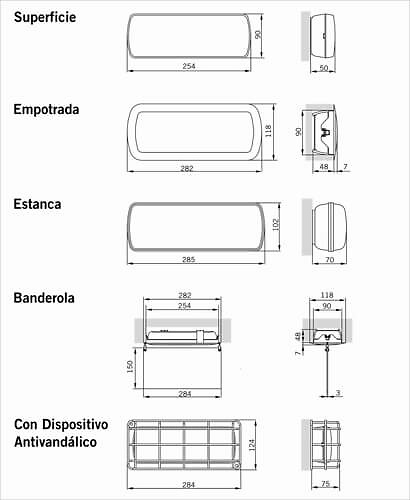 dimensiones-EVO-110EST Emergencia LED Estanca Evolution de la marca SAGELUX dimensiones.