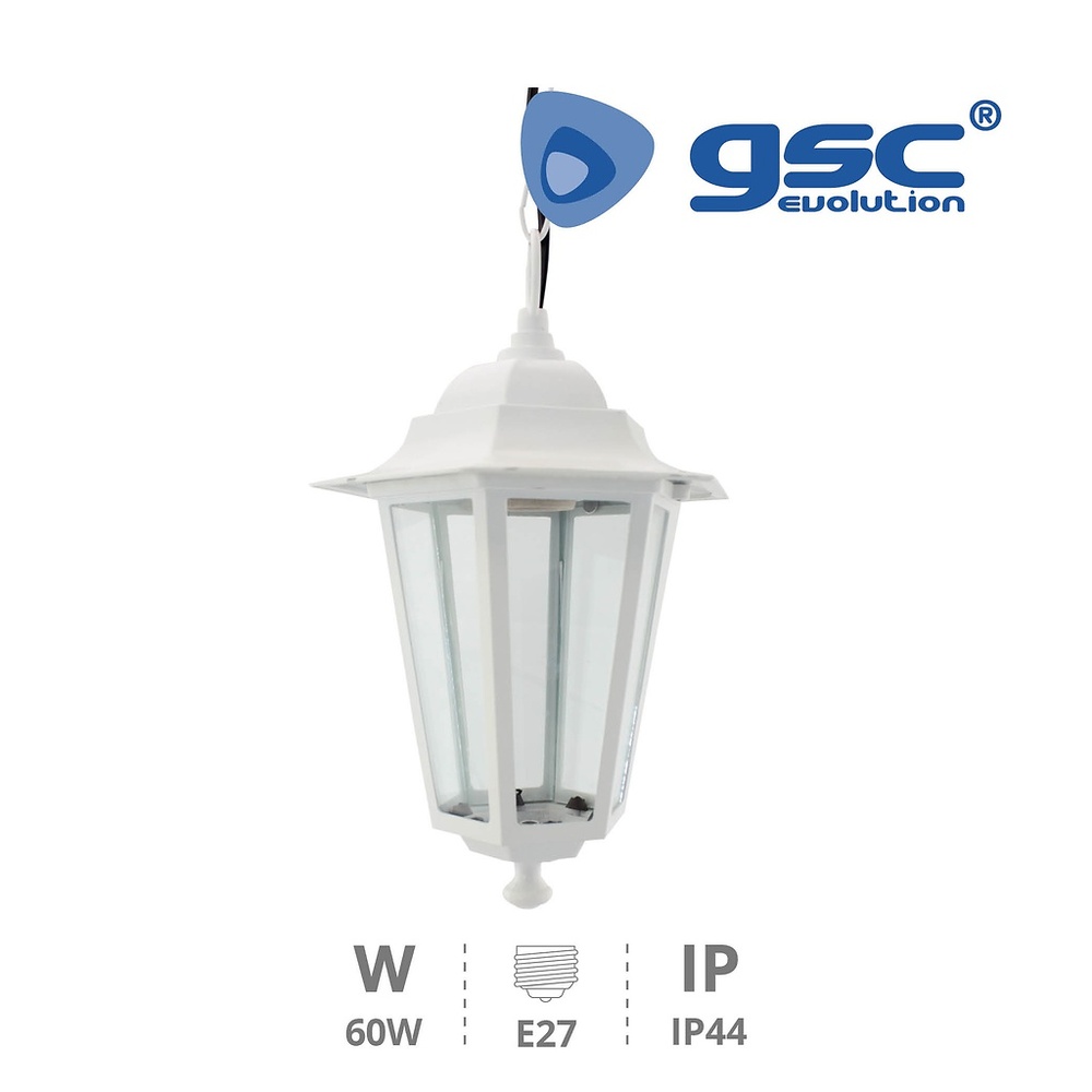 Farol de jardín Aluminio colgante E27 60W - Blanco Farol de jardín Aluminio colgante E27 60W - Blanco GSC