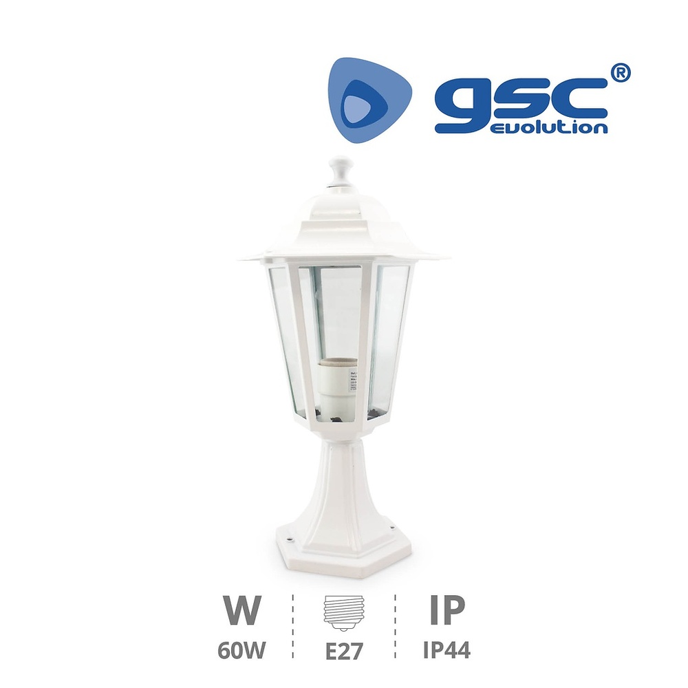 Farol de jardín Aluminio sobremuro E27 60W - Blanco Farol de jardín Aluminio sobremuro E27 Blanco GSC