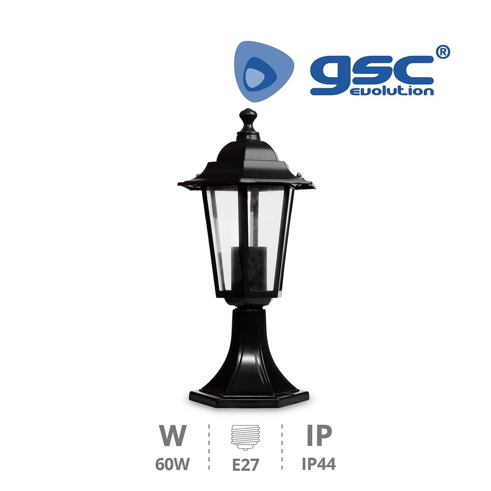 Farol de jardín Aluminio sobremuro E27 60W - Negro Farol de jardín Aluminio sobremuro E27 60W - Negro - Blanco GSC