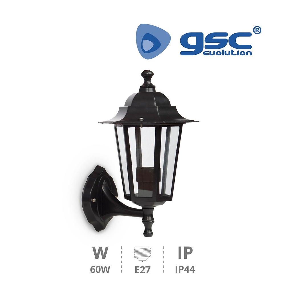 Farol jardin Alum.brazo abajo E27 60W Negro Farol jardin Alum.brazo abajo E27 60W Negro GSC