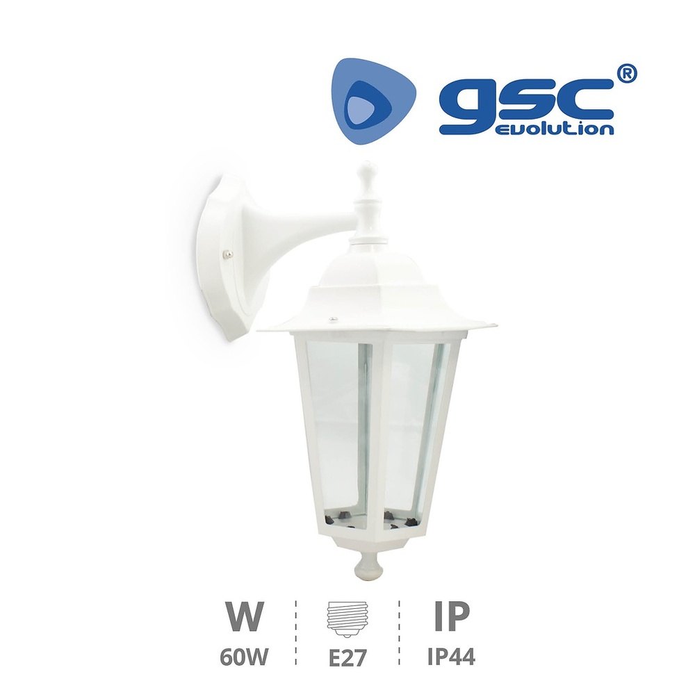 Farol jardin alum.brazo arriba E27 60W Blanco Farol jardin alum.brazo arriba E27 60W Blanco GSC