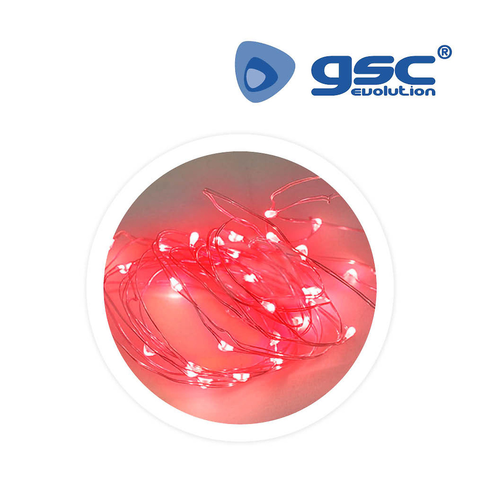 Garsaco Guirnalda alambre 5M 8 funciones Luz Roja Garsaco Luces Navideñas 8 funciones. Funciona a 230V. 50 Leds IP44.