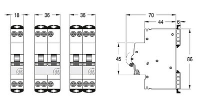 medidas interruptor dpn 692798 Interruptor DPN 1P+N 25A EPC61N Sector Residencial-Terciario GENERAL ELECTRIC