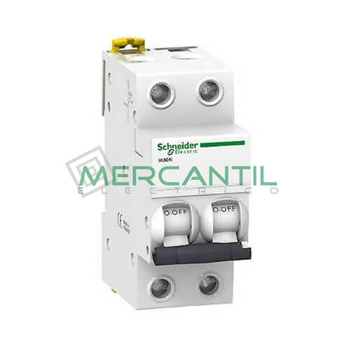 magnetotermico 2 polos a9k17210 Interruptor Magnetotérmico 2 Polos Corriente Nominal 10A iK60N Sector Residencial SCHNEIDER ELECTRIC.