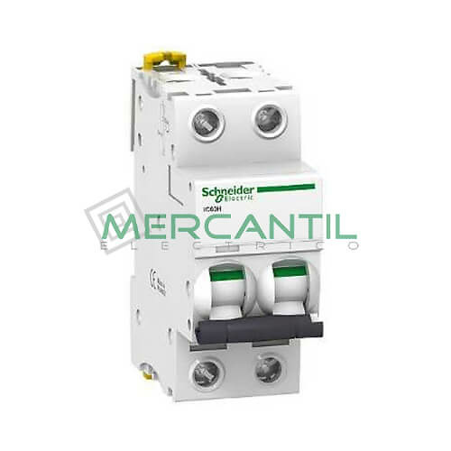 magnetotérmico 2 polos A9F89220 Interruptor Magnetotérmico 2 Polos Corriente Nominal 20A iC60H Sector Industrial SCHNEIDER ELECTRIC