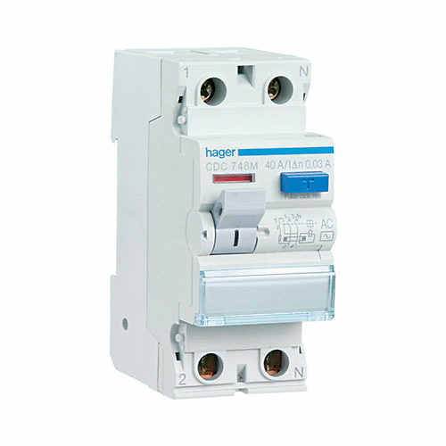 Interruptor diferencial terciario Hager CDC728M Interruptor diferencial 2P 25A terciario Hager