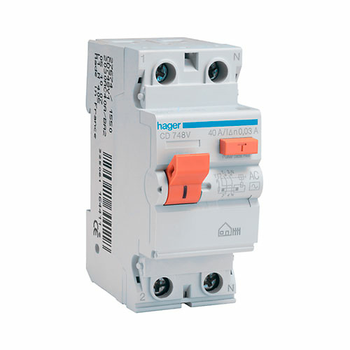 Interruptor diferencial vivienda Hager CD728V Interruptor diferencial 2P 25A AC vivienda Hager