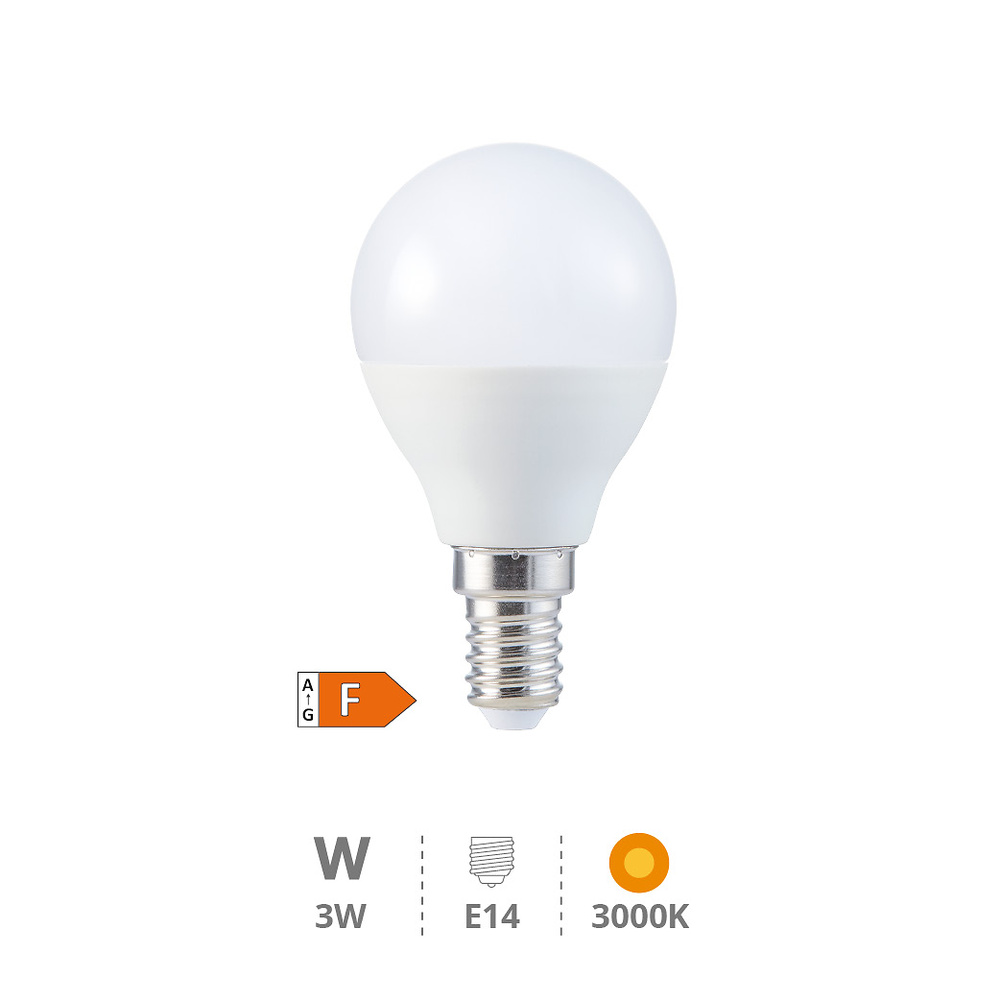 Lámpara LED esférica 3W E14 3000K 