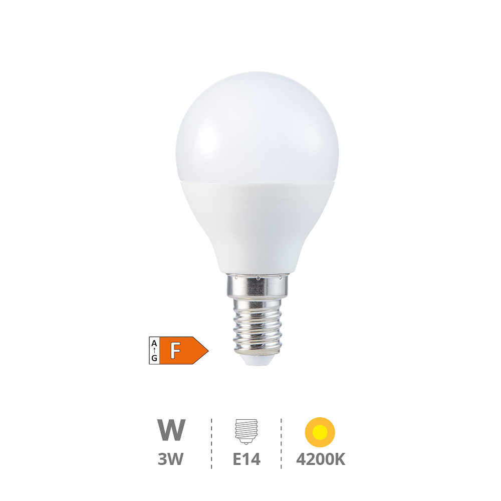 Lámpara LED esférica 3W E14 4200K 