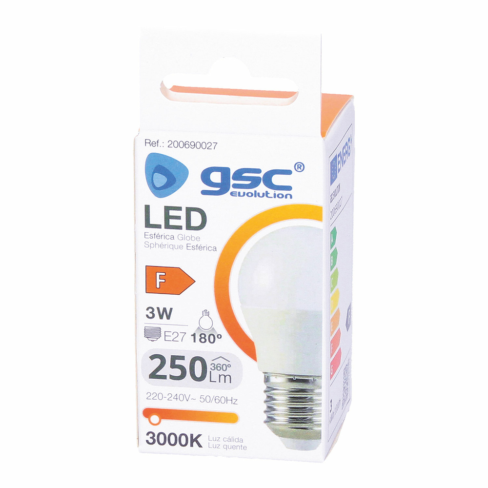 Lámpara LED esférica 3W E14 6000K 