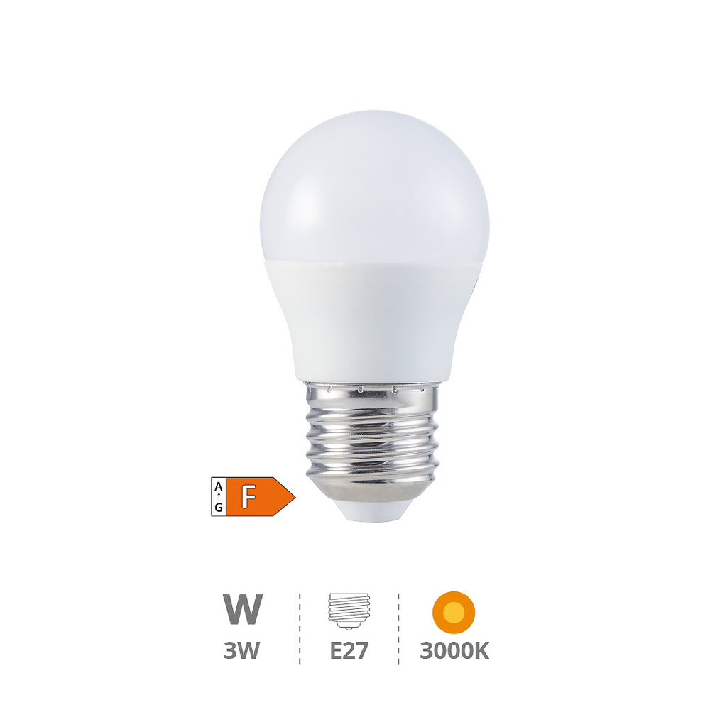 Lámpara LED esférica 3W E27 3000K 