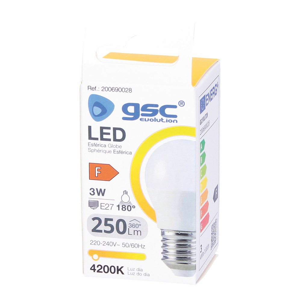 Lámpara LED esférica 3W E27 3000K 