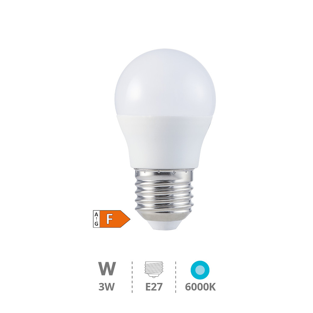 Lámpara LED esférica 3W E27 6000K 