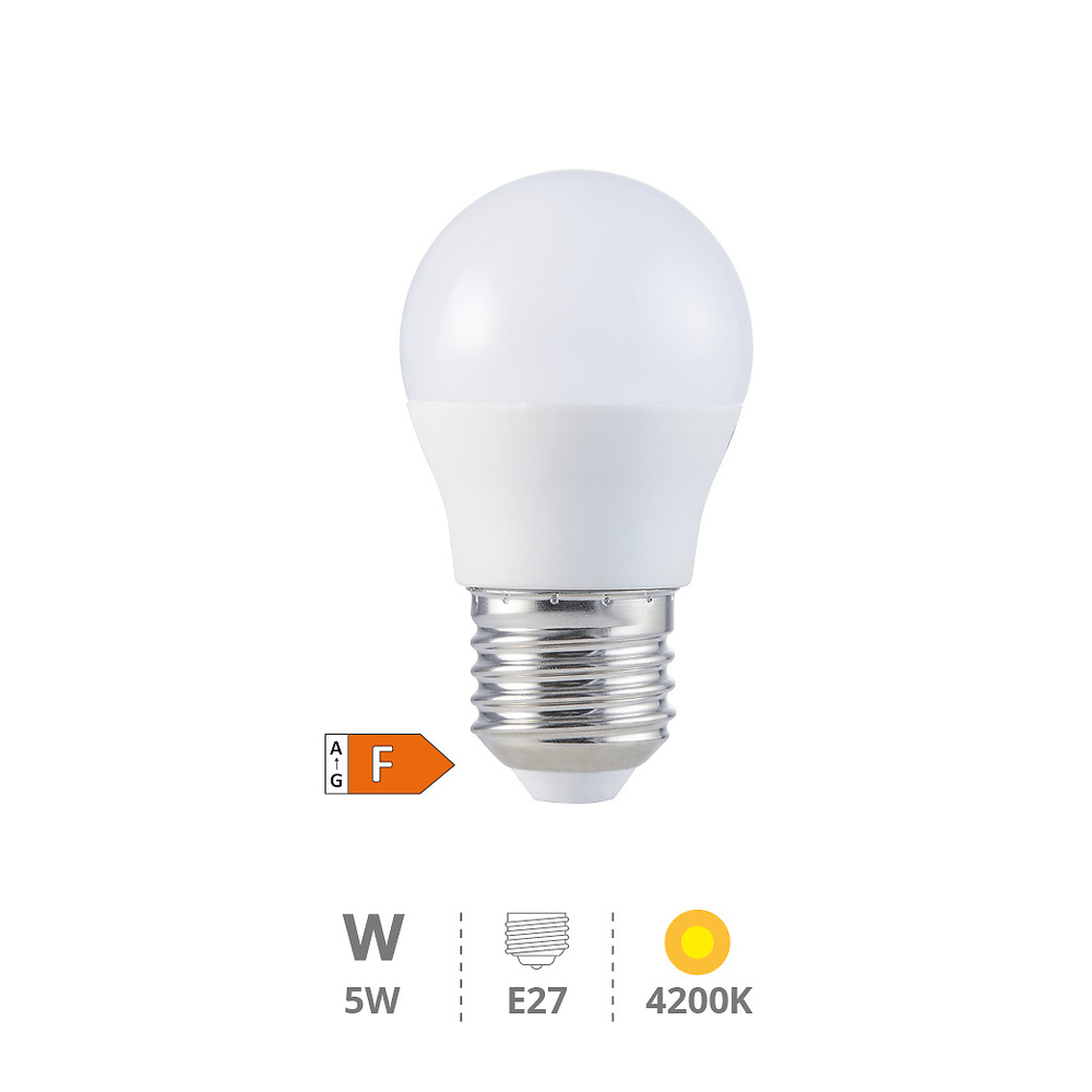 Lámpara LED esférica 5W E27 4200K 