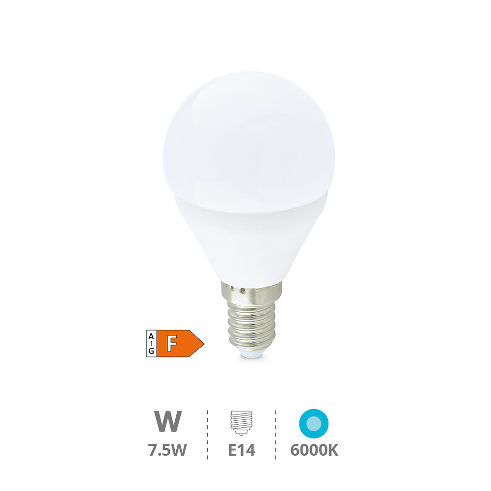 Lámpara LED esférica 7,5W E14 6000K 