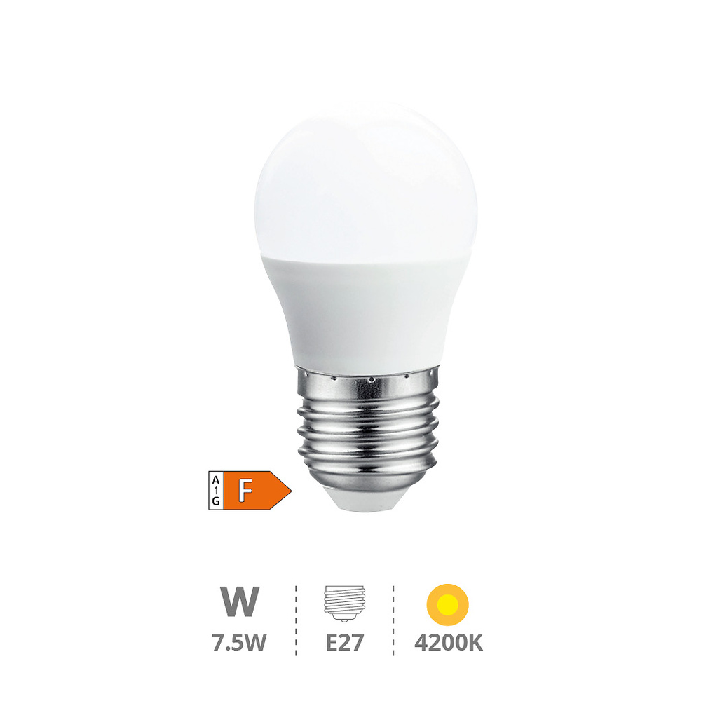 Lámpara LED esférica 7,5W E27 4200K 