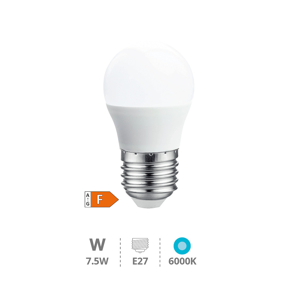 Lámpara LED esférica 7,5W E27 6000K 