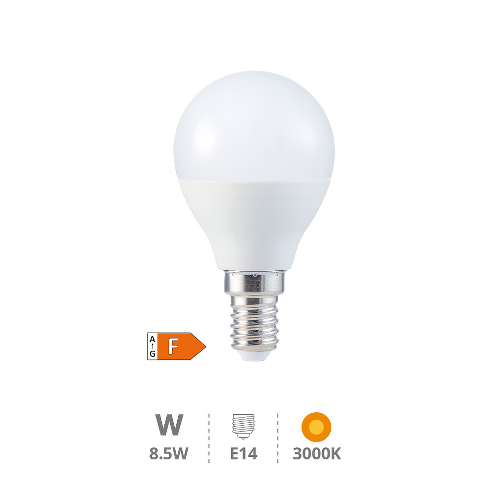 Lámpara LED esférica 8,5W E14 3000K 