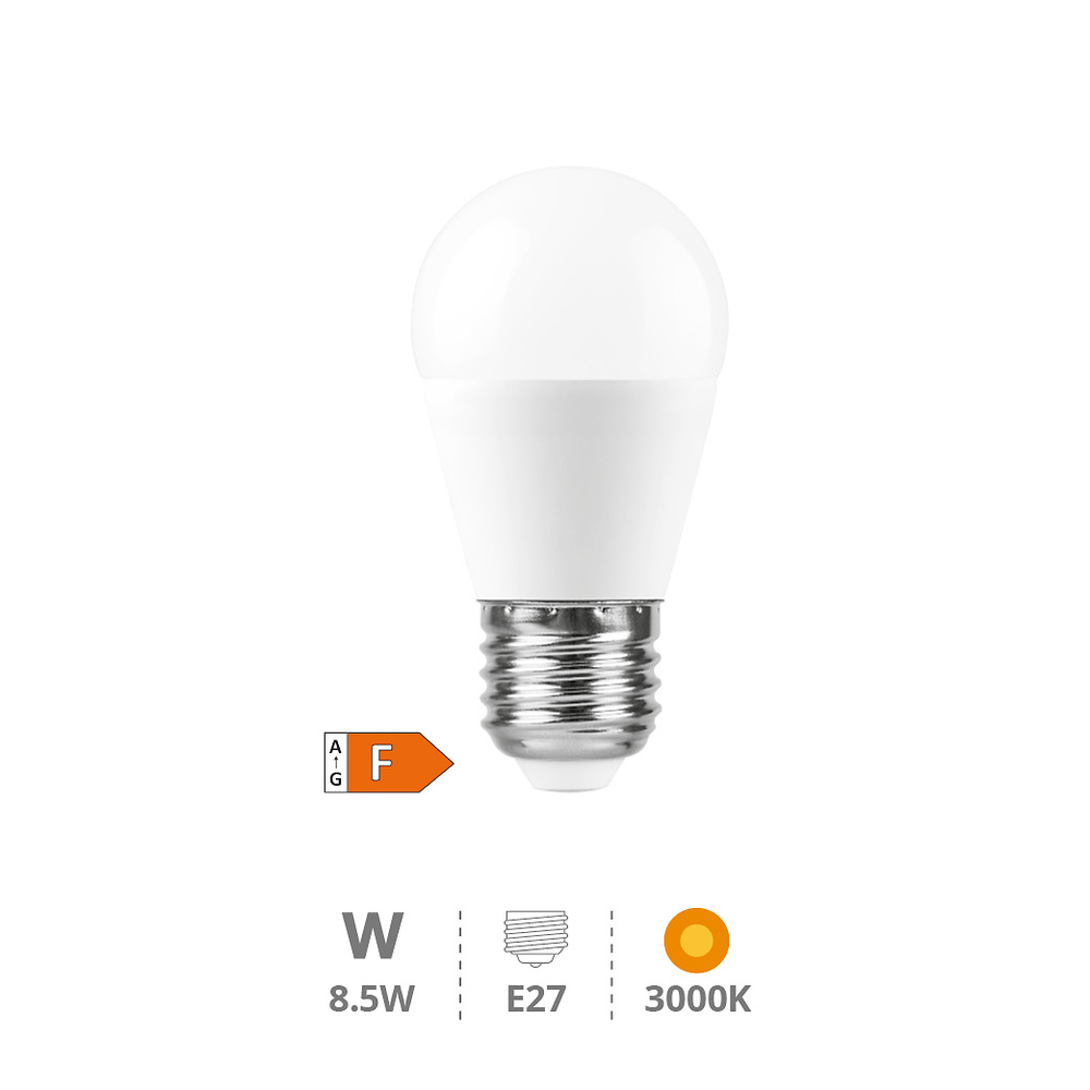 Lámpara LED esférica 8,5W E27 3000K 