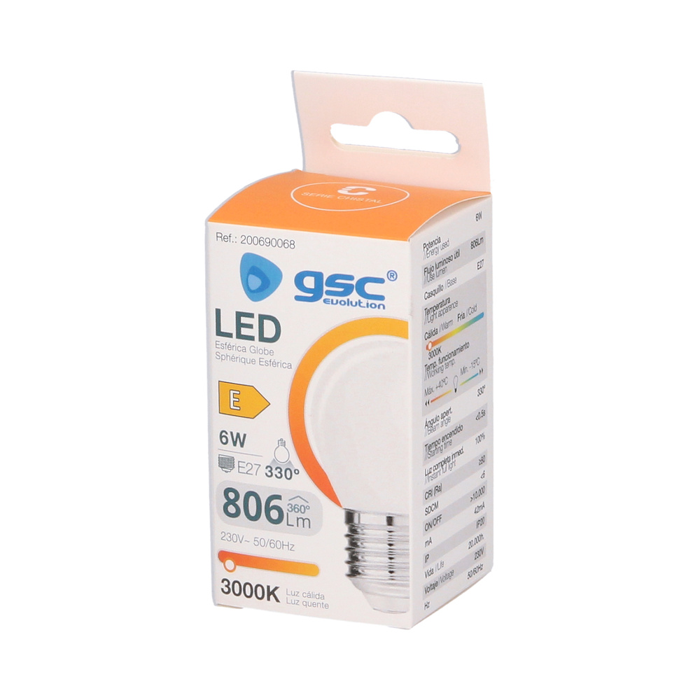 Lámpara LED esférica Serie Cristal 4W E14 6500K 